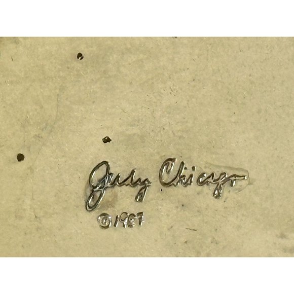 Judy Chicago 1987 triangle Holocaust Project brooch pin signed black white ename - Picture 11 of 16